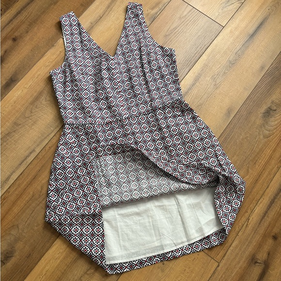 Women’s Gap Dress, Navy, Red & White Geometric Pattern, Lined Linen, Size 12T - Picture 5 of 9